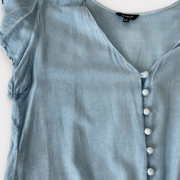 Cropped Button-up Ruffled Sleeve Top Sz L - Picture 2 of 5
